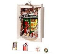 ROBOTIME Santa’s Toy Shop 3D Puzzle DIY Miniature House Kit for Adults, Christmas-Themed Photo Frame Building Set, Tiny Wooden Dollhouse Model for Family Crafting & Holiday Decorative Gifts