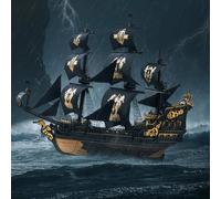ROBOTIME Seahorse Barque Wooden Ship Model Kit for Adults | Nautical wooden craft with a seahorse silhouette for model kit enthusiasts and shelf decor