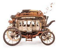 ROBOTIME Stagecoach Wooden Music Box Kit for Adults, 3D Puzzle | Detailed stagecoach craft with melody for collectors, thoughtful gifting and vintage-style home decor