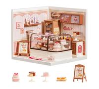 ROBOTIME Super Creator Kits, Plastic Mini House, Expandable Plastic Craf, DIY Miniature House Kit with LED for Teens &Adults, Building Set for Creative Play Unique Hobby Gift (Tasty Cake Shop)