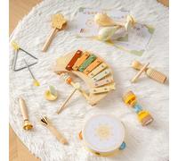 ROBOTIME Wooden Baby Musical Instrument Set, Cute Percussion Toys for Toddlers, Includes Xylophone, Maracas, Tambourine, Triangle, Educational Montessori Sound Toys for Toddler Aged 10 Months+