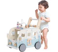 ROBOTIME Wooden Baby Walker, Baby Push Along Toys with Wheels, Multifunctional Play Equipment with Height Adjustment & Speed Control, Kids Activity Walkers, Gift for Toddler Age 10-36 Months