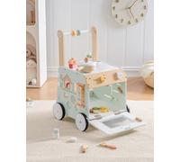ROBOTIME Wooden Baby Walker Toy with Kitchen Play Set, 2-in-1 Activity Center Cube Walker for Toddlers, Educational Early Learning Toy, Adjustable Height & Speed Control, Gift for Age 10-36 Months