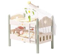ROBOTIME Wooden Doll Bunk Bed, Dolls Cots Convertible Bed with Ladder and Bedding, for 18 inch Stackable Dolls Crib, Perfect Doll Accessories, Gift for Children, Green