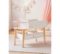 ROBOTIME Wooden Doll Changing Station, Baby Dolls Changing Table with Storage Drawer, Crib, Sink, Highchair, Beddings, Nursery Dolls Furniture for Under 18 inch, Ballet Fairy Series - Pink