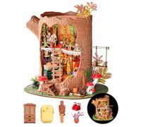 ROBOTIME Wooden Dolls House Cute Fairytale TreeHouse - DIY Miniature House Kit with LED Lights, Model Kits for Adults to Build Home Decor Birthday Gifts