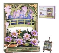 ROBOTIME Wooden Flower Building Sets for Adult with Lights, Wall Art Crafts, Painting Frame Room Decor, Valentine's Day/Anniversary/Birthday Gifts for Women