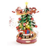 ROBOTIME Wooden Model Kit Music Box Christmas Melody Tree, 3D Wooden Puzzle for Adults and Kids, Home Decor for All Ages