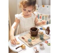 ROBOTIME Wooden Play Food for Kids, Kitchen Cutting Toy, Toddler Realistic Pretend Play Foods, Play Shop, Montessori Learning Toys for Children, Role Play Gift for Boys Girls 3+ (Oatmeal Breakfast)