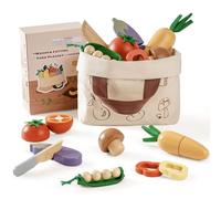 ROBOTIME Wooden Play Food, Kids Kitchen Cutting Set, Toddler Realistic Pretend Play Food, Montessori Learning Toys for Children, Educational Role Play Gift for Boys Girls Age 3+, Vegetable Set