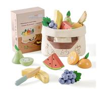 ROBOTIME Wooden Play Food, Kids Kitchen Cutting Set, Toddler Realistic Pretend Play Food, Montessori Learning Toys for Children, Educational Role Play Gift for Boys Girls Age 3+, Fruit Set