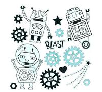Robots Astronauts Dies and Stamps Sets for Card Making DIY Scrapbooking Stars Love Hearts Metal Cutting Dies Coordinate Transparent Silicone Seal Stamping Stamps for Paper Crafting Arts Crafts