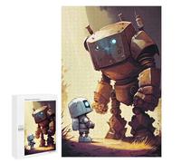 Robots in A Distant Land: Year-End Present, 1000 PCS Wooden Jigsaw Puzzle for Adults, with A Decorative Finished Picture