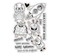 Robots Monster Dies and Stamps Sets for Card Making DIY Scrapbooking Astronaut Spacecraft Metal Cutting Dies Coordinate Transparent Silicone Seal Stamping Stamps for DIY Scrapbooking Paper Crafting