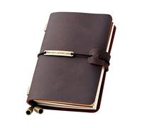 Robrasim Refillable Handmade Travelers Notebook, Leather Travel Journal Notebook for Men & Women, Perfect for Writing, Gifts, Travelers, Small Size 5.2" x 4" Inches - Coffee