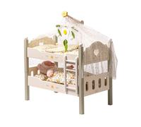 ROBUD 18" Dolls Cot Bunk Bed, Baby Soll Cot Wooden Dolls Bed with Ladder and Bedding, Baby Doll Accessories, Toddler Toys for Girls Boys Babies Gifts