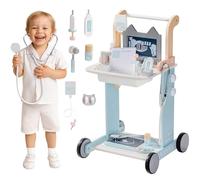 ROBUD Doctors Set for Kids with Medical Trolley, Wooden Pet Vet Toy Pretend Play Doctor Nurse Playset, Role Play Doctors Set with Stethoscope, Syringe, Learning Toy for Girl Boy Age 3+