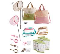 ROBUD Dual Kids Outdoor Explorer Kit, 20 PCS Bug Catching Adventure Set with Butterfly Nets, Magnifying Glasses, Bug Containers & Carry Bags, Bug Hunting Kit for Boys & Girls Ages 3-12, Pink & Green