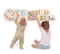 ROBUD Elephant Montessori Busy Board, 12-in-1 Activity Wall Busy Board, Montessori Sensory Wall Panel for Boys & Girls, Toddler Learning Activity Center for Playroom, Nursery, Beige