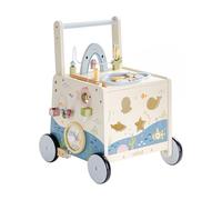 ROBUD Wooden Baby Walker, Adjustable Toddler Push Toy with Magnetic Fishing Rod, Height & Speed Control, Activity Center, Underwater Theme Learning Walker for Boys Girls Age 10-36 Months