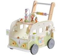 ROBUD Wooden Baby Walker, Interactive Toddlers Push Along Walker, Adjustable Speed & Height, Educational Motor Skills Toy for Babies Gifts 10 Months-1-2 Years (Green)
