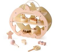ROBUD Wooden Play Food Dessert Set for Kids, 11 PCS Toy Food Pretend Play Tea Party set with Dessert Kitchen Accessories, Toy Cake & Sweet, Educational Learning Role Play Gift for Toddlers Aged 3+