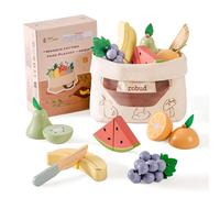 ROBUD Wooden Play Food Set, Cutting Toy Food for Pretend Kids Play Kitchen Accessories Playset with Storage Bag, Toys Gifts for 3+ Year Old Girls Boys - Fruit Set
