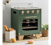 ROBUD Wooden Play Kitchen for Kids, Toy Oven Kids Kitchen Accessories Oven with Stoves & Play Food, Cupcakes, Tray, Wooden Kitchen Set for Girls Boys Gifts Age 3+
