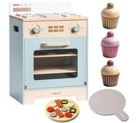 ROBUD Wooden Toy Oven for Kids - Pretend Play Kitchen Set with Cupcakes, Pizza & Tray