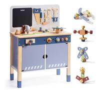 ROBUD Wooden Toy Workbench, Large Kid's Wooden Play Tool, Pretend Play Creative Building Set, Construction Workshop Tool Bench Toys, Gift for Girls & Boys, 3+