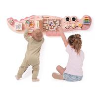 ROBUD Wooden Wall-Mounted Busy Board, 8-In-1 Activity Center Kids Montessori Toy with Magnetic Bead Maze, Block Match, Xylophone, Gears, Kids Toddlers Educational Toy Gift