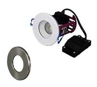 Robus Ramada 7W Cool White Fire Rated Dimmable Downlight - White & Brushed Chrome Trim