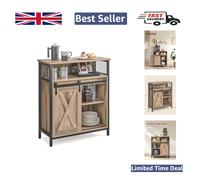 Buffet Cabinet, Sideboard with Open Compartment, Sliding Barn Door, 30 x 70 x 80 cm, Brown and Black
