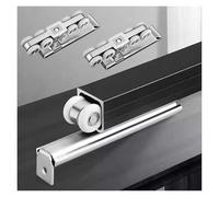 Robust 2.4m Aluminum Sliding Door Hardware Kit for Ceiling & Wall Mount Black Fixtures Smooth Sliding System for Wooden DoorsHeavy Duty & Durab