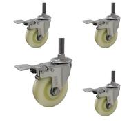 Robust 5Inch Swivel Casters with Locking BrakeSet of 4 Nylon Rollers with M20 Threaded Stem NonSlip Brake for Furniture Workbenches and Equipment