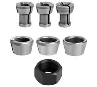 Robust 7pc Collet Chuck Adapter Set for Trimming and Engraving Machines