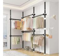 Robust Adjustable Telescopic Clothes Drying Rack - DIY Clothes Hanger Stand with Hooks Height 110-310 cm Width 78-125 cm Space-Saving Design for Home Use