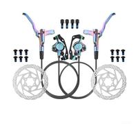 Robust Aluminium Alloy Hydraulic Brake Set for Mountain and Road Biking with Optimal Tubing Length (Colorful)