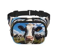 Robust cows Fitness travel shoulder bag, fashionable and casual waist bag, square double-layer waist bag, Black, One Size, Black, One Size