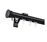 Robust Curtain Rod Set Aluminum Single/Double Curtain Ra with Complete Kits Available in 7 Colors - Black Size A-1m/3.3ft (1m*1) for Home Decor