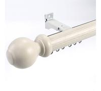Robust Curtain Rod Wood Grain Imitation Curtain Track Extra Long Straight Curtain Rail Room Divider Track System with Decorative Ends Curtain Rod Set for Living Room & Bedroom