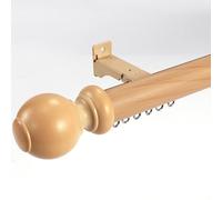 Robust Curtain Rod Wood Grain Imitation Extra Long Straight Curtain Track Room Divider Rail System with Decorative End Curtain Rod Set for Living Room & Bedroom