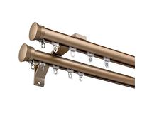 Robust Curtain Rods Set Single/Double Aluminum Curtain Tracks with Complete Kits Available in 7 Colors - Gold Size B-2.5m (1.25m*2) - Perfect for Home Décor