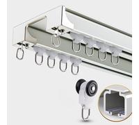 Robust Curtain Track Rail Ceiling-Mounted Aluminum Rail Double Curtain Rod with Silent Track for Room Dividers 100cm-600cm White A Color Perfect for Window Treatments