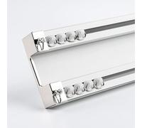 Robust Double Rail Curtain Track Aluminum Ceiling Mounted Curtains System for Living Room Bathroom Bedroom 1m Length Versatile Modern Design