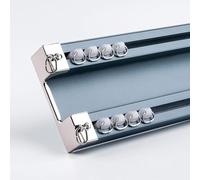 Robust Double Rail Curtain Track System Aluminum Ceiling Mounted Curtain Rails for Living Room Bathroom Bedroom 1m Size Blue Color Heavy Duty Design