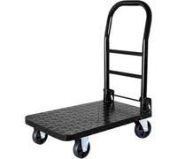 Robust Flatbed Cart with Foldable Handle & Quiet Wheels, Steel Platform n for Moving Flower Pots, Toolboxes, Coolers & More, Sturdy Rolling Cart for Easy Transport
