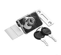 Robust Glass Cabinet Lock Zinc Alloy Design for Double Doors with Key Mechanism (Silver)