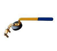Robust handles of the deck levelling tool with wheels for stable floor adjustments and the installation of a dense deck levelling device