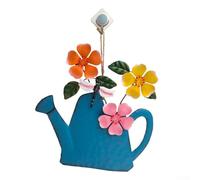 Robust Iron Flower Wall Hanging for Indoor/Outdoor Settings, Vibrant Kettle Design for Living Rooms and Gardens (blue)